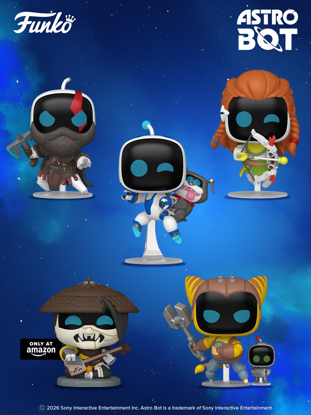 Funko POP! Astro Bot — cała fala: Kratos (God of War), Aloy (Horizon), Jin (Ghost of Tsushima) i Ratchet i Clank